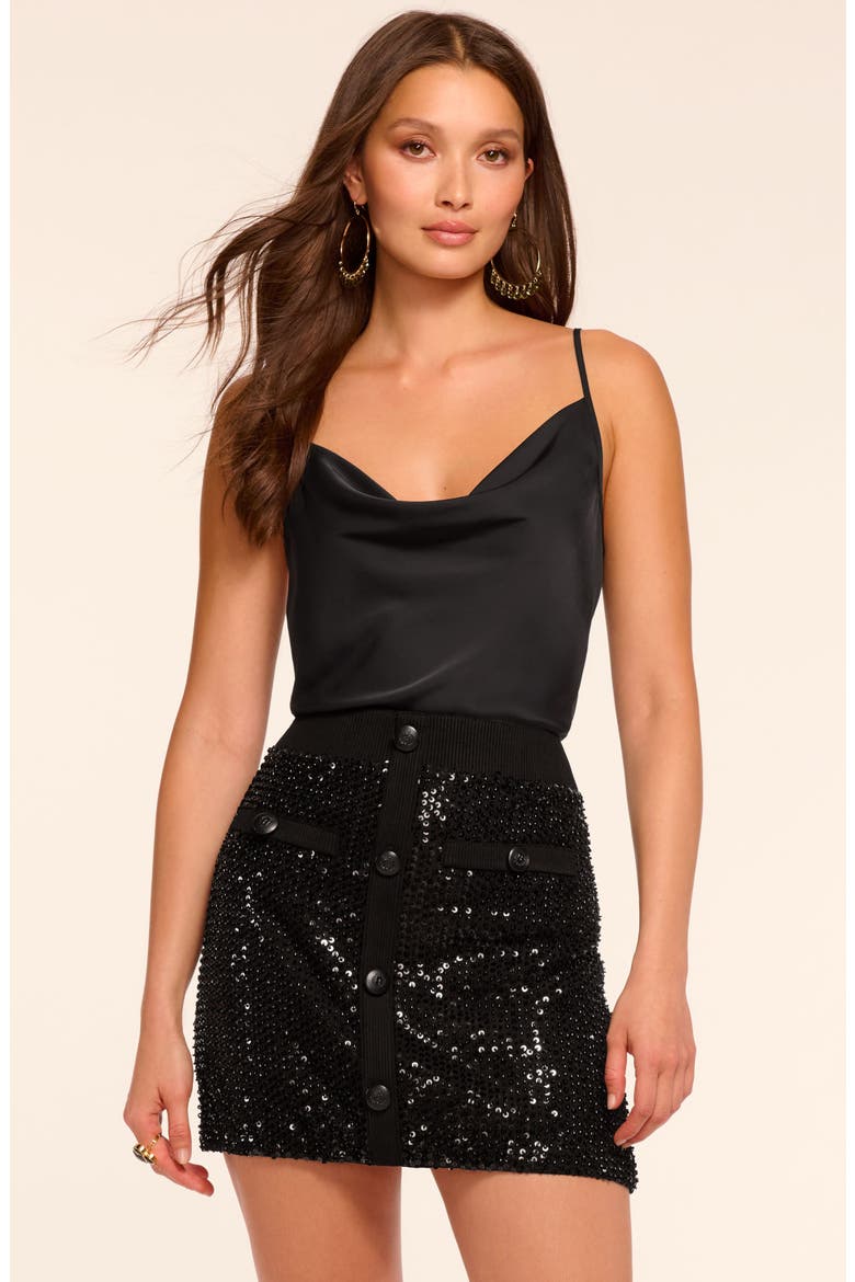 Ashley Sequin Rib Miniskirt, Alternate, color, BLACK BEADED MESH