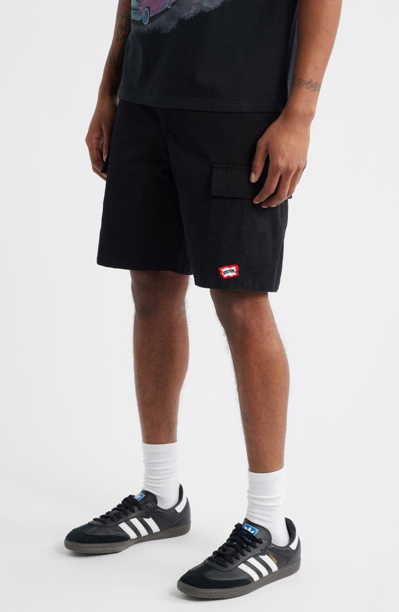 ICECREAM Destro Cotton Ripstop Cargo Shorts, Alternate, color, Black