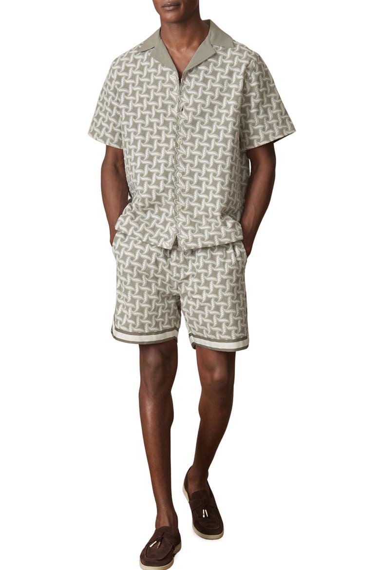 x Ché Palco Motif Embroidered Camp Shirt, Alternate, color, SAGE/ WHITE