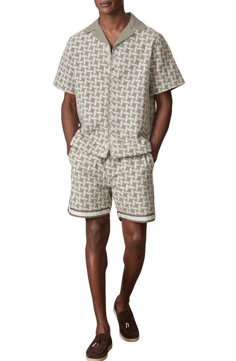 Reiss x Ché Palco Motif Embroidered Camp Shirt, Alternate, color, Sage/ White