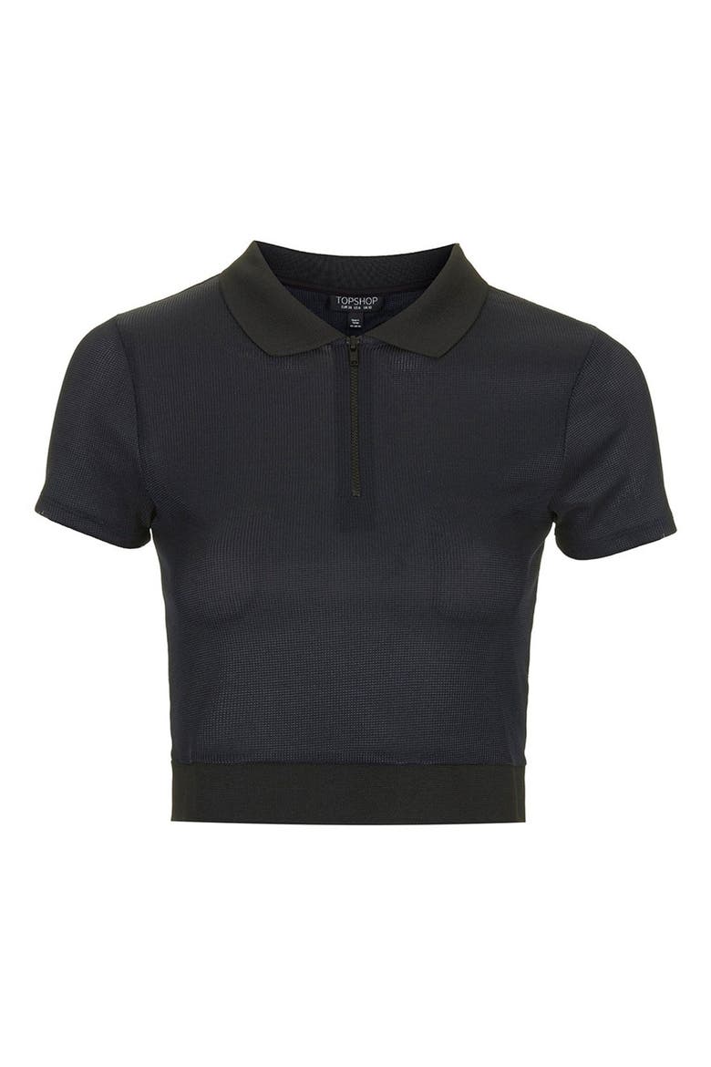 Crop Polo Shirt, Alternate, color, NAVY BLUE