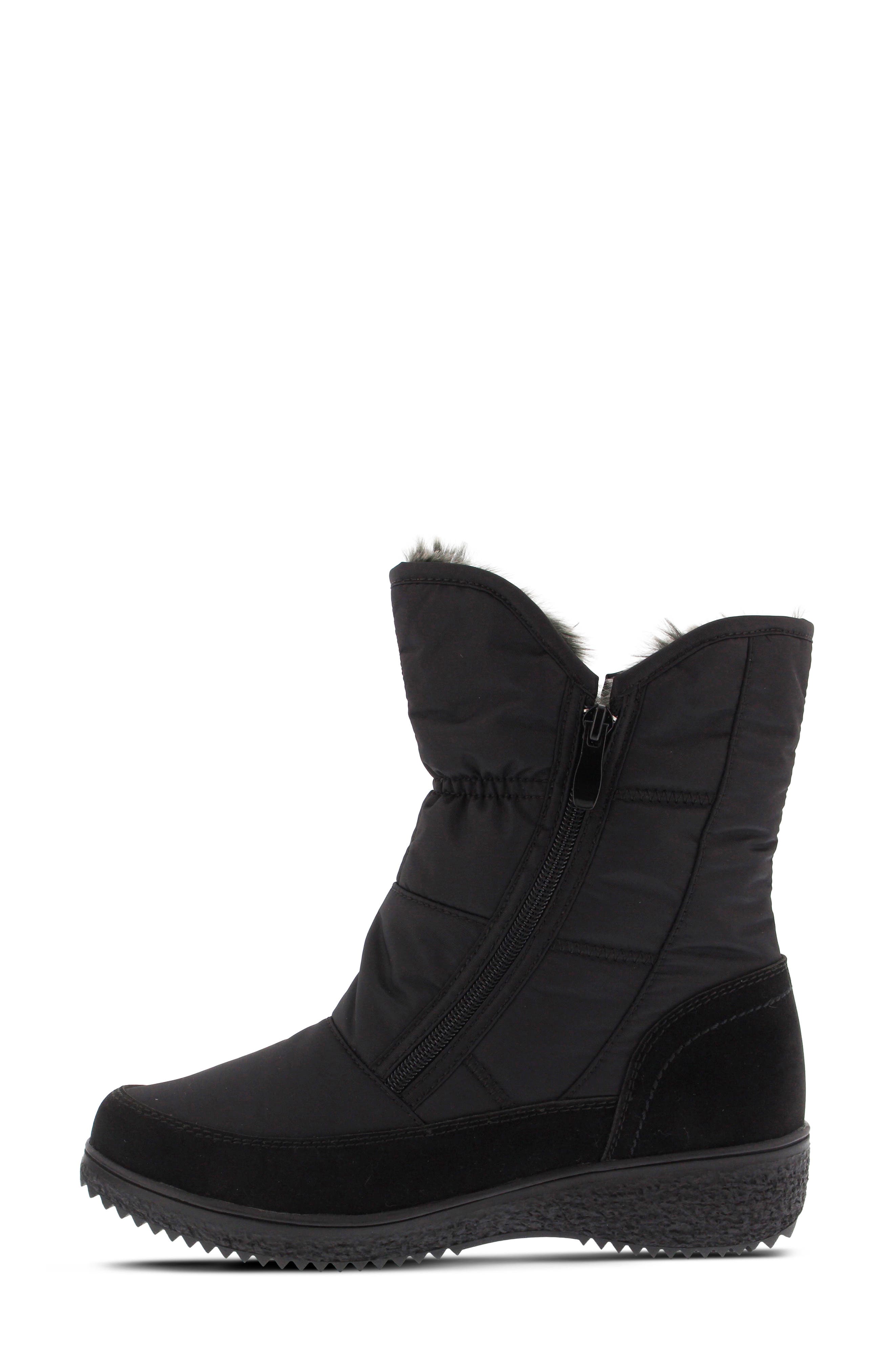 Spring Step Ernestina Waterproof Faux Fur Bootie, Alternate, color, Black Fabric