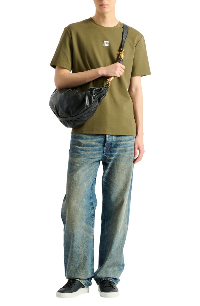 Balmain Printed Balmain Bloom T-shirt, Main, color, Khaki