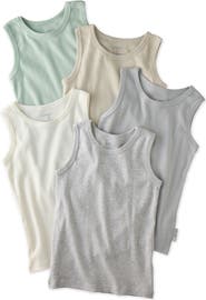 BUTTERBLU Malone Organic Cotton Assorted 5-Pack Muscle Tanks