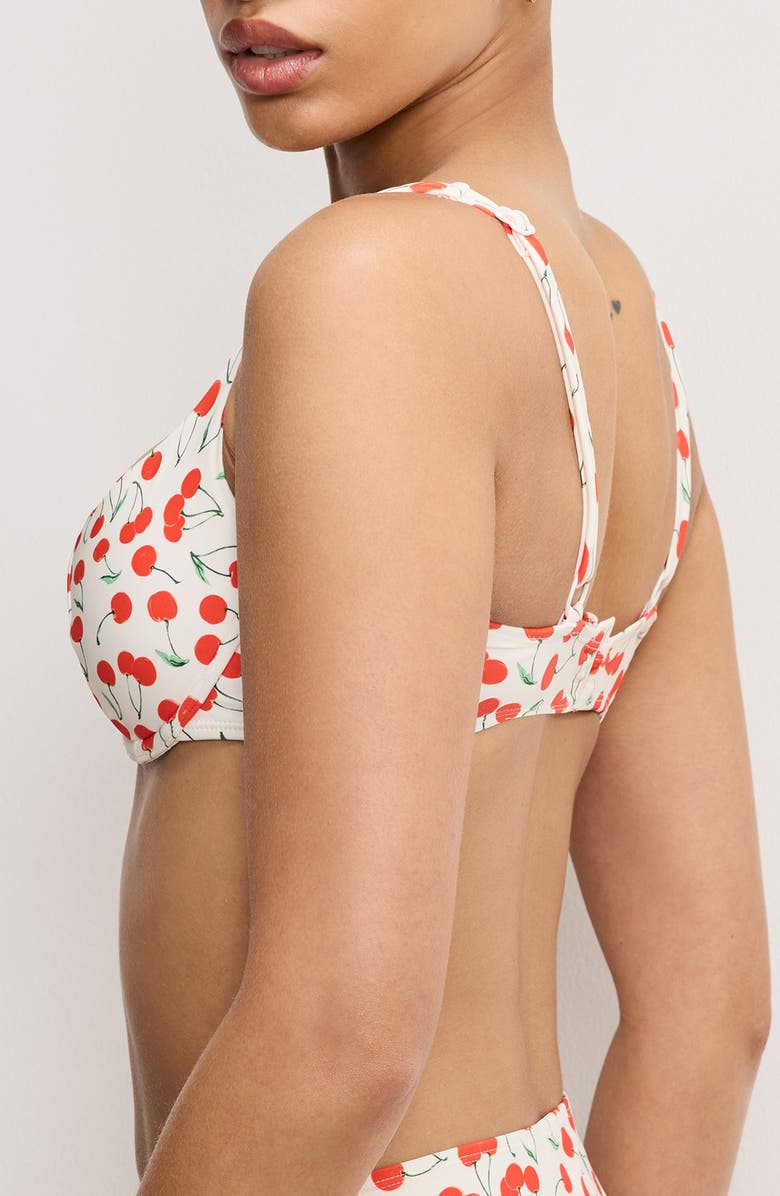 Good American Cherry Underwire Bikini Top, Alternate, color, Snow Cherries 04