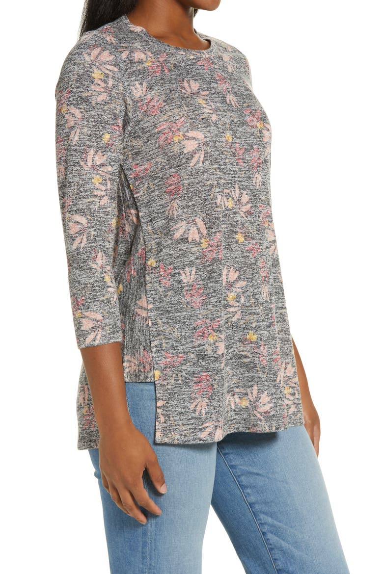 Side Panel Inset Tunic Top, Alternate, color, BLACK BERRY FLORAL