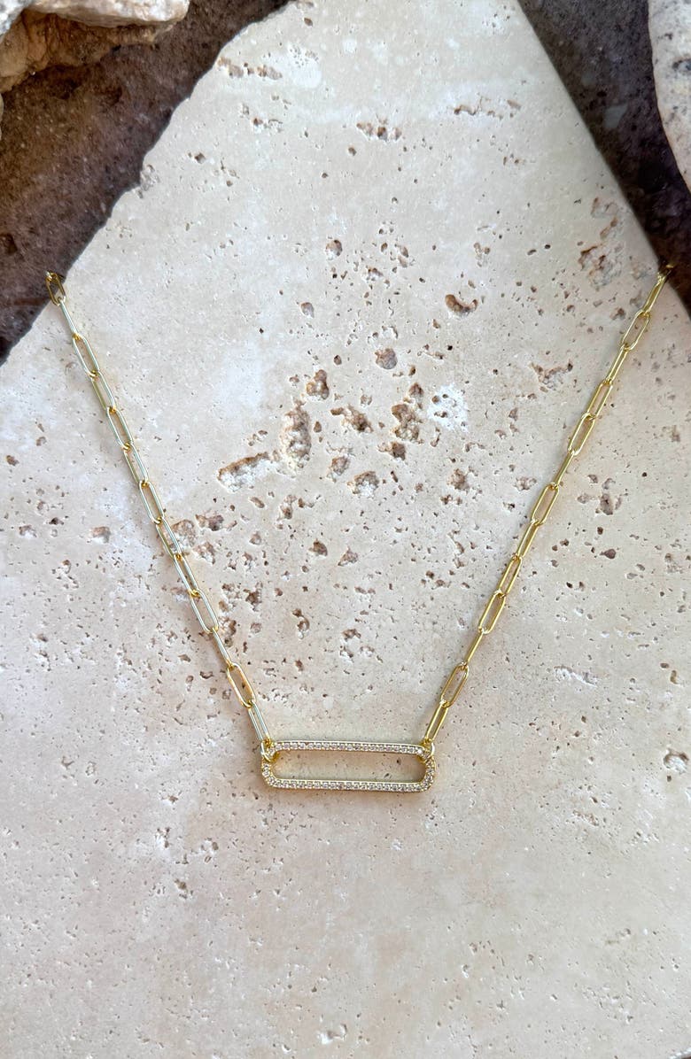 Adornia Cubic Zirconia Chain Necklace, Alternate, color, Gold