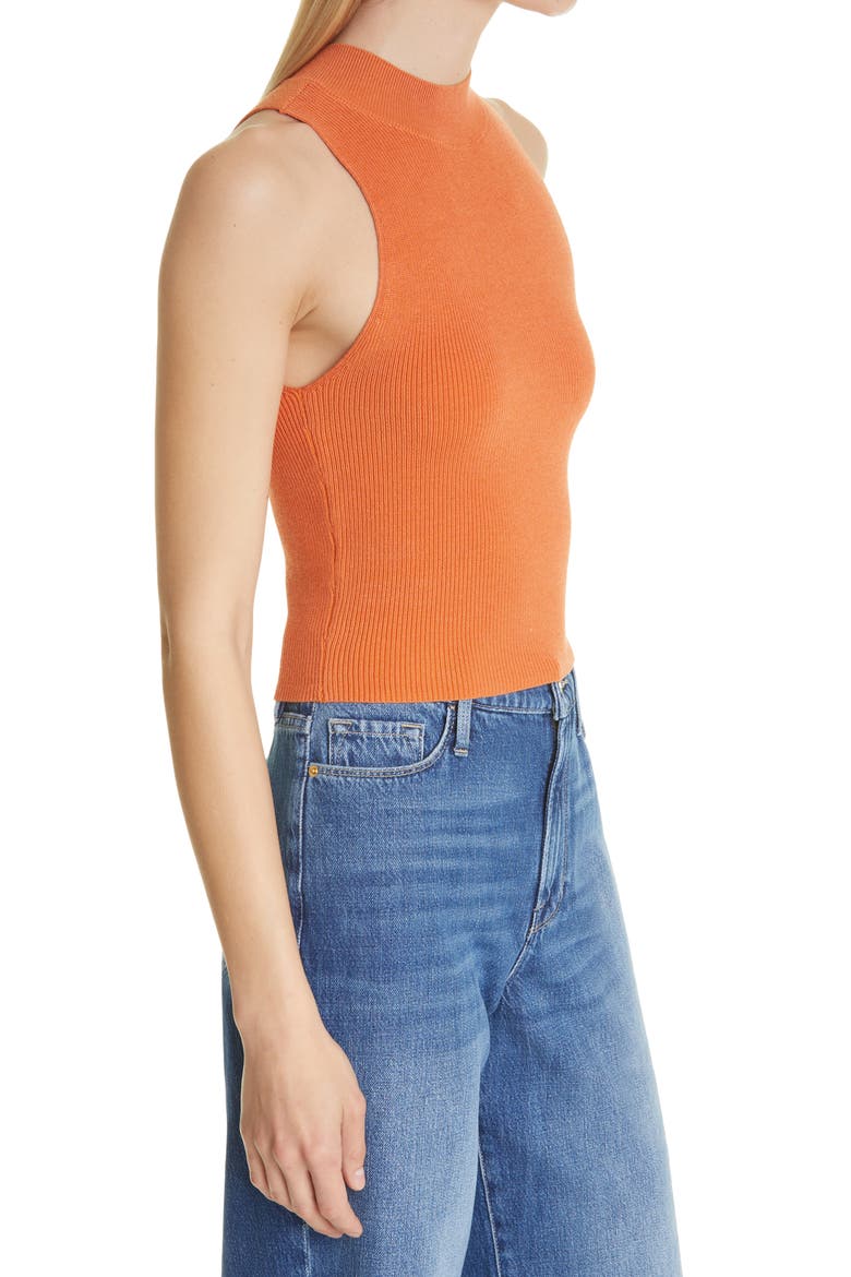 Rib Mock Neck Sleeveless Sweater, Alternate, color, TANGERINE