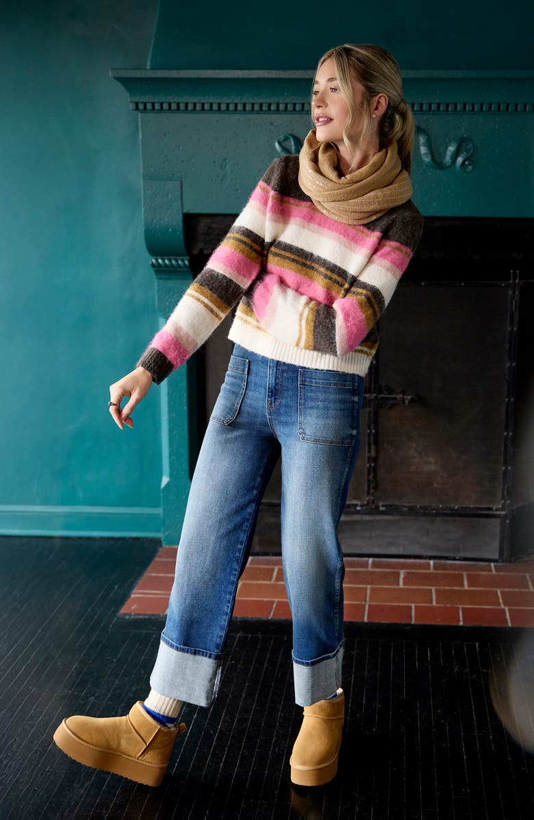 KUT from the Kloth Sienna Cuffed High Waist Relaxed Straight Leg Jeans, Alternate, color, Serene