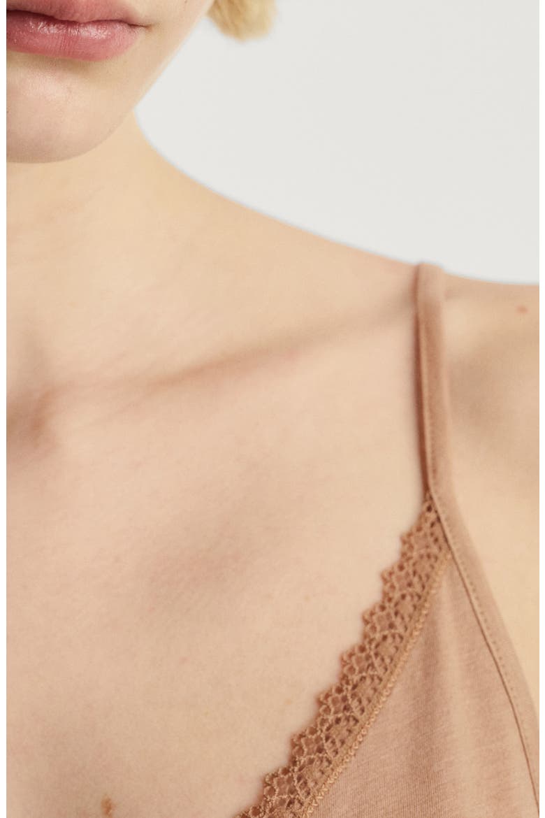 Contrast Lace Sleep Camisole, Alternate, color, MEDIUM BROWN