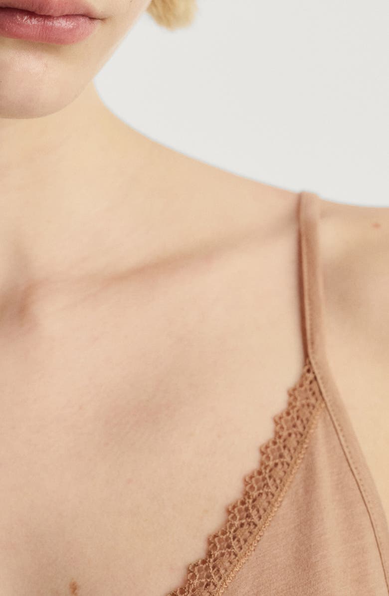 MANGO Contrast Lace Sleep Camisole, Alternate, color, 