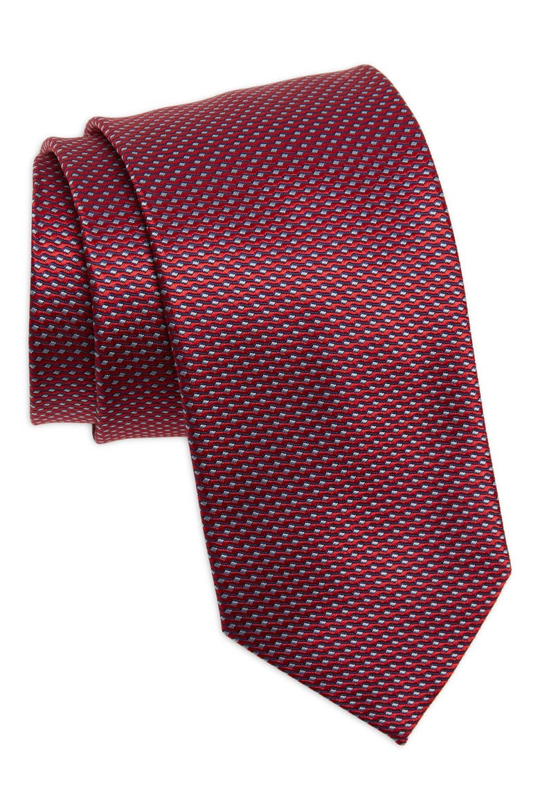 Geometric Silk Tie, Main, color, MEDIUM RED