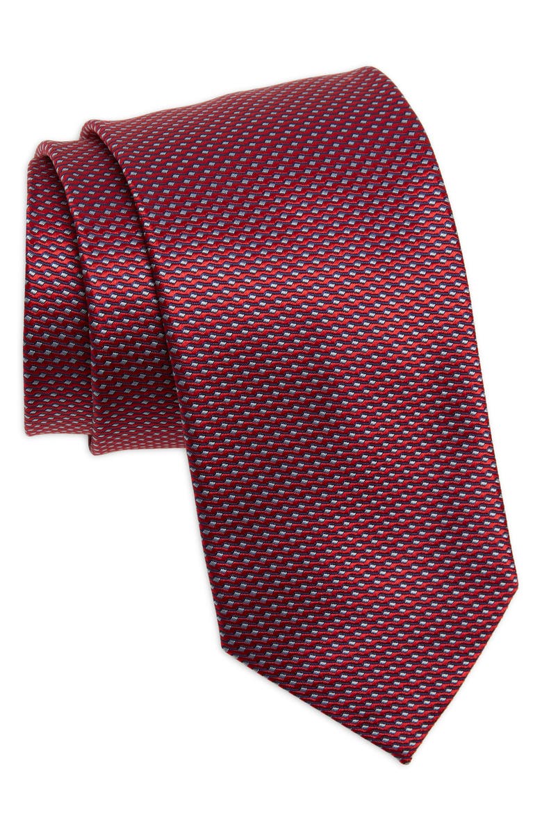 Eton Geometric Silk Tie, Main, color, Medium Red