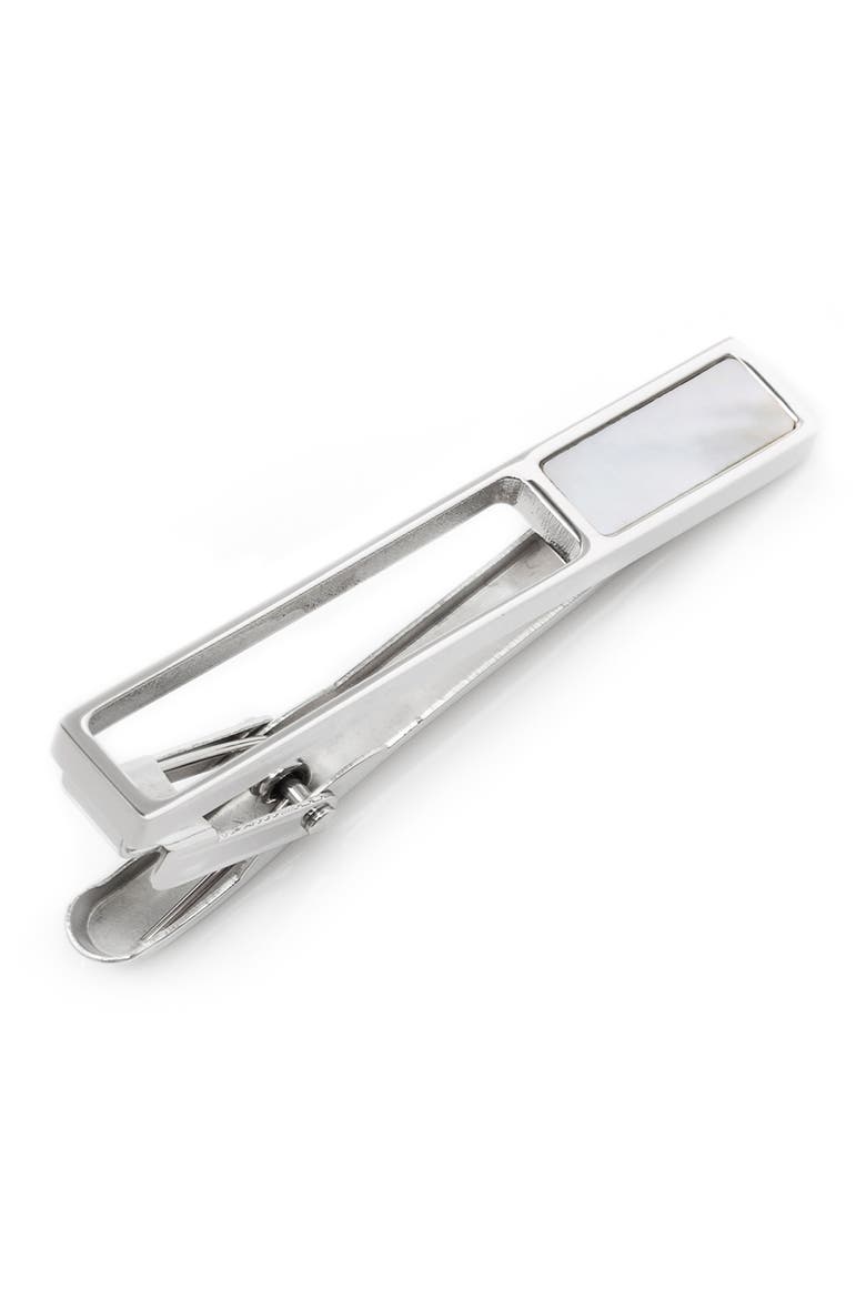 Mother-of-Pearl Die Cut Tie Clip, Main, color, SILVER
