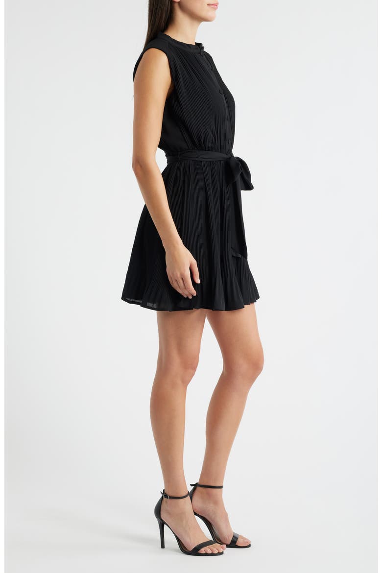 Pleated Minidress, Alternate, color, BLACK