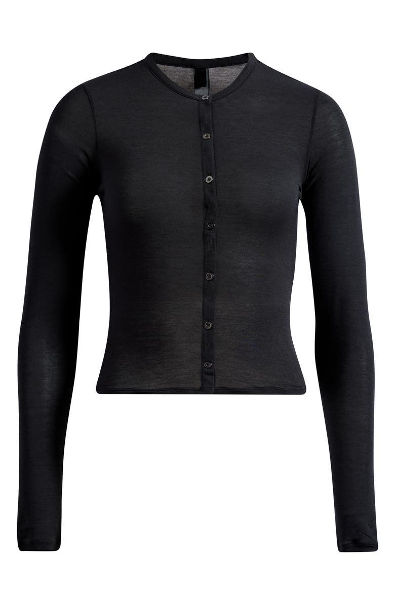 SKIMS Sheer Modal Blend Cardigan, Main, color, Onyx