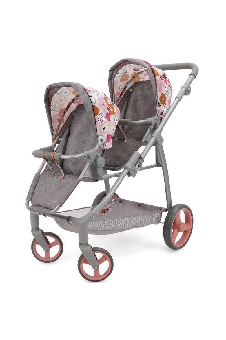 Melange Flora Twin Doll Shopper Pram Stroller, Main, color, Multicolored