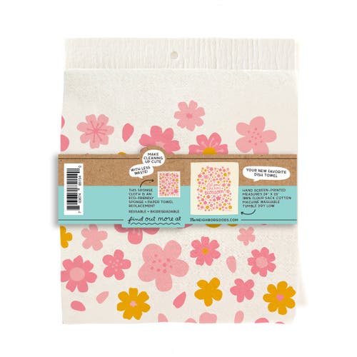 The Neighborgoods Blossoms Dish Towel + Sponge Cloth Gift Set In Pink
