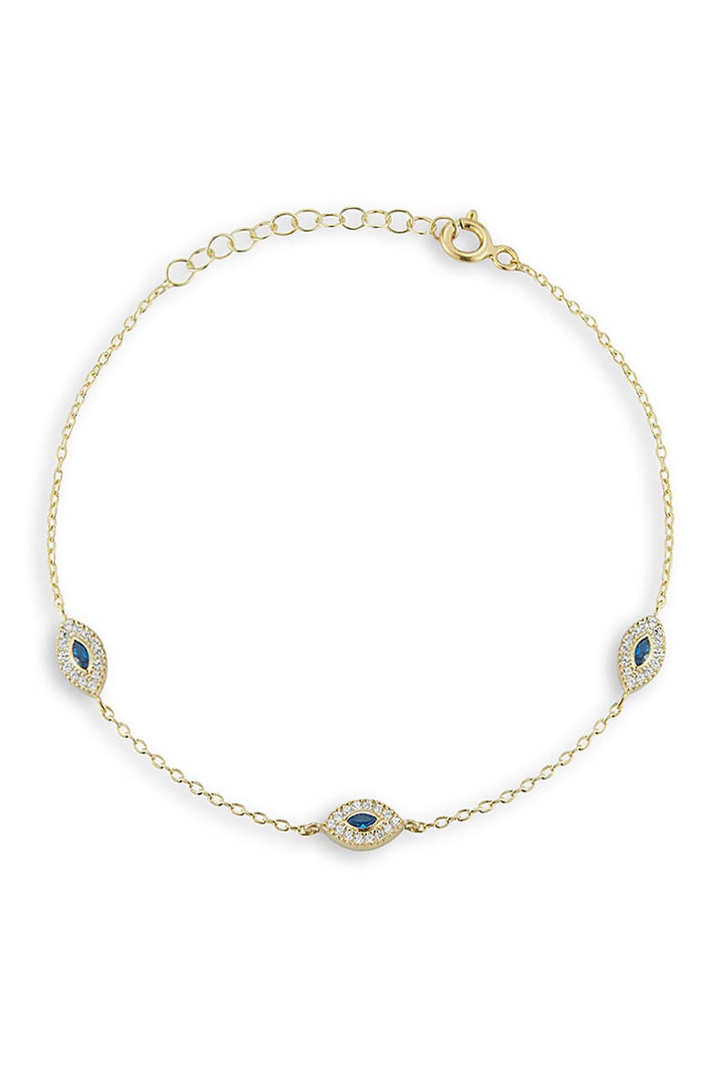 14k Gold Plated Cubic Zirconia Evil Eye Anklet, Main, color, GOLD