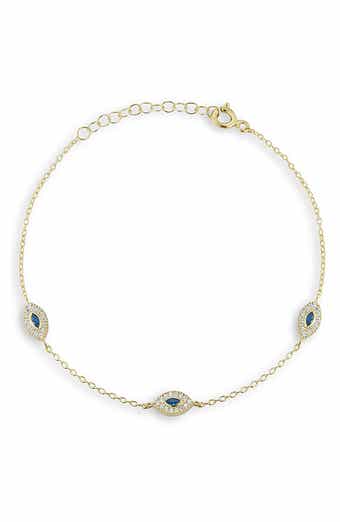 14k Gold Plated Cubic Zirconia Evil Eye Anklet