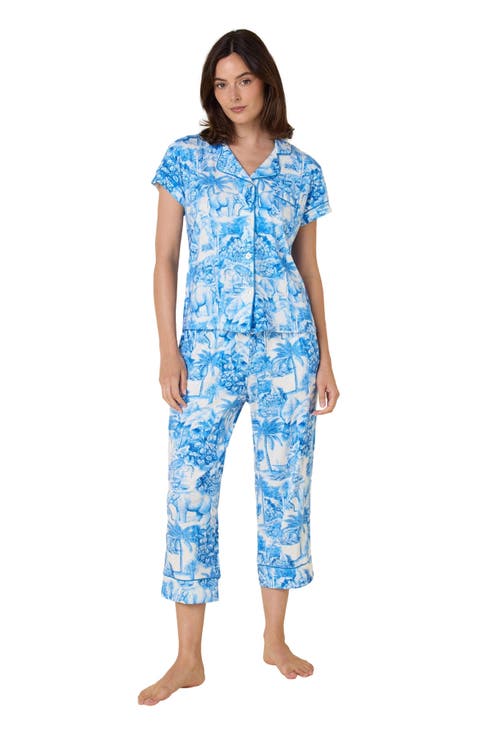 Pima Knit Capri Set Print