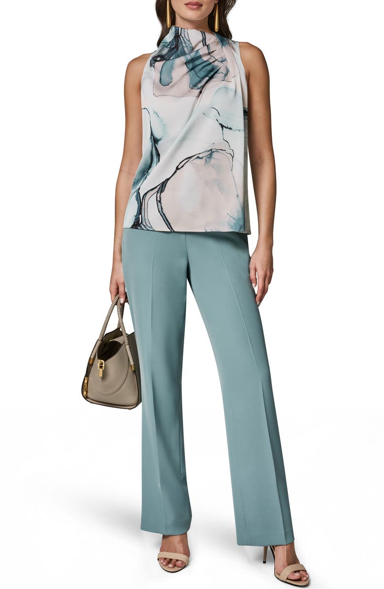 Donna Karan New York Abstract Print Drape Shoulder Tank, Alternate, color, Skylight Multi