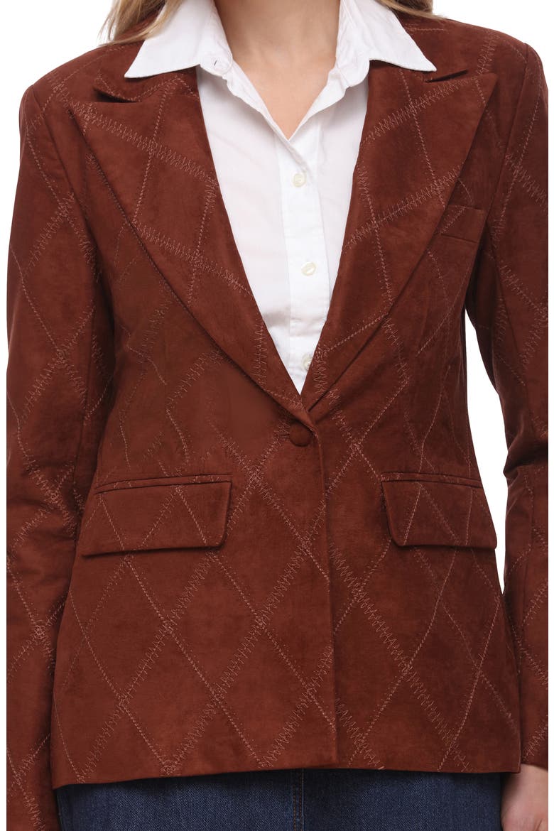 Faux Suede Blazer, Alternate, color, COGNAC