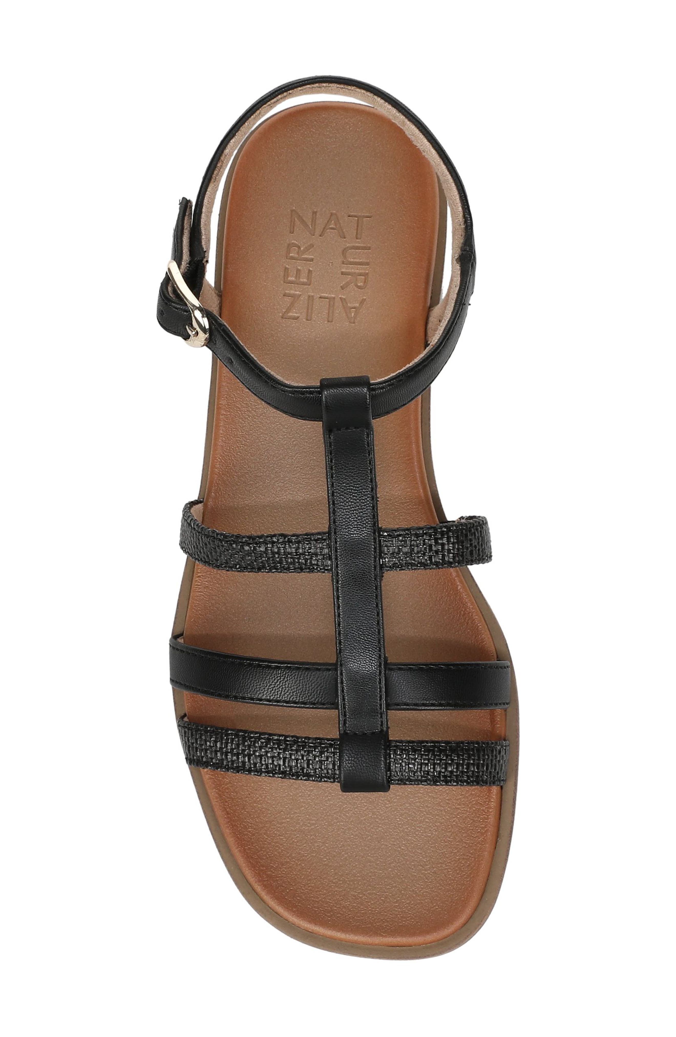 Naturalizer Julia Sandal, Alternate, color, Black Faux Raffia