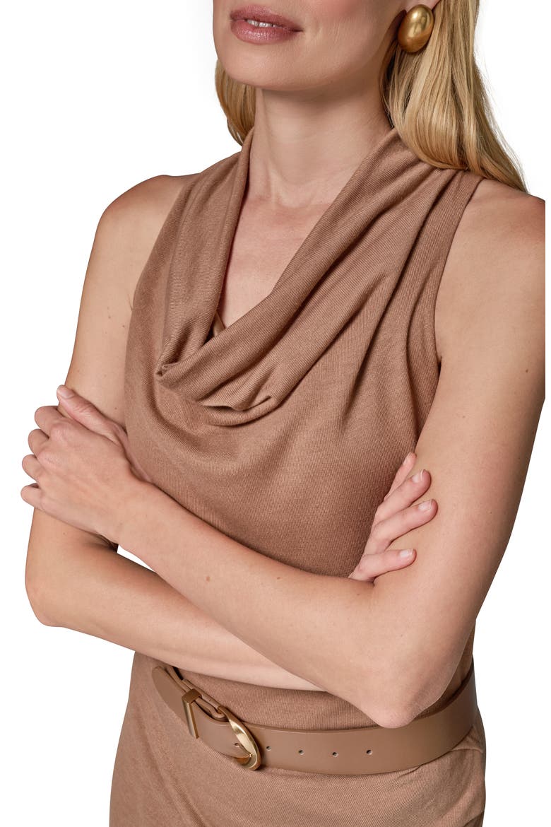 Cowl Neck Sleeveless Midi Dress, Alternate, color, CAMEL