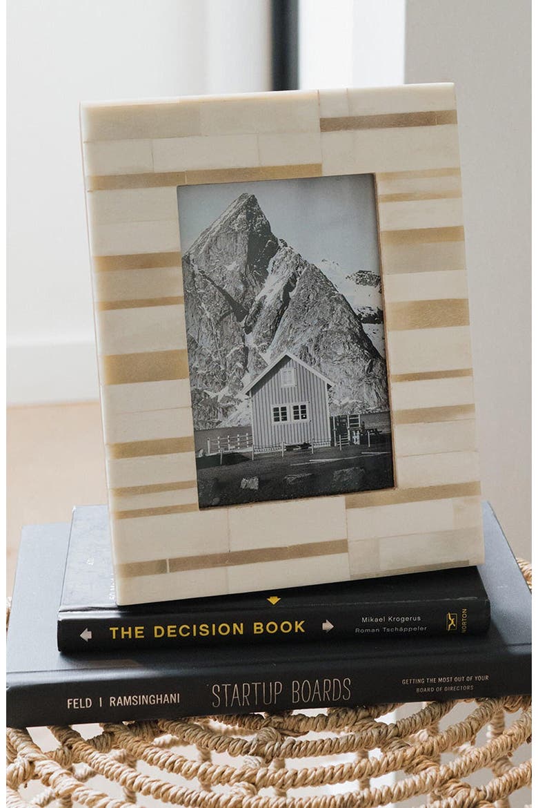 Dari Sandstone Picture Frame - Hand Carved Bone, Alternate, color, White/Beige - Stripe