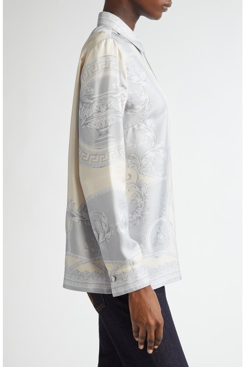 La Coupe des Dieux Silk Button-Up Shirt, Alternate, color, SILVER GREY CHAMPAGNE