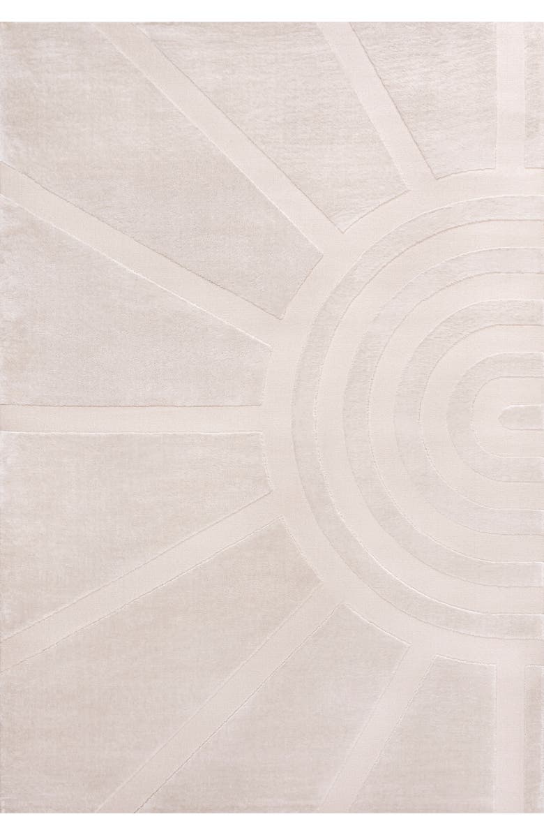 JONATHAN Y Aelius MidCentury Scandinavian Abstract Sun Two-Tone High-Low Area Rug, Main, color, White/Cream