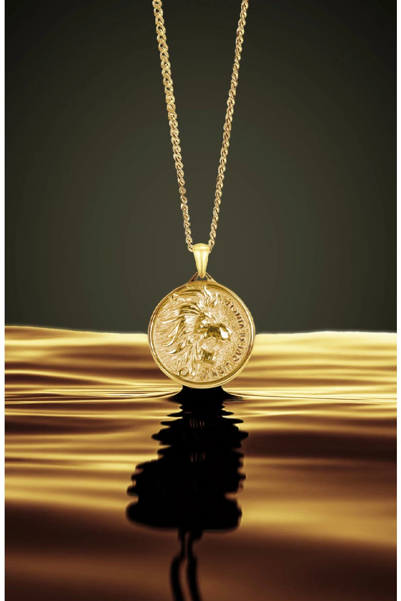 Men's Lion Pendant Necklace, Alternate, color, GOLD