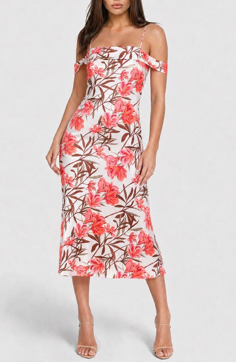 Satin Drape Midi Slipdress