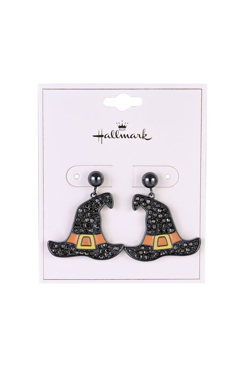 Halloween Witch Hat Earrings, Alternate, color, Black
