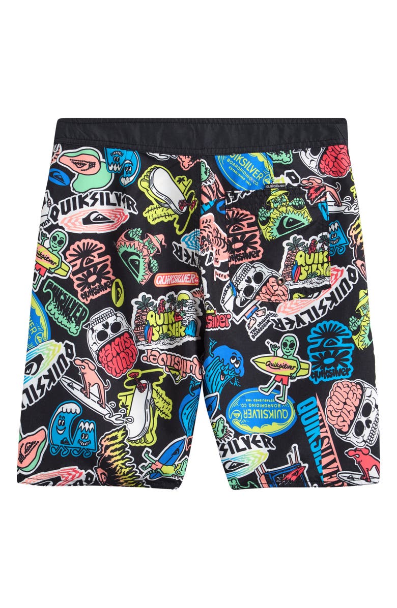 Quiksilver Kids' Print Everyday Straight Swim Trunks, Alternate, color, Black