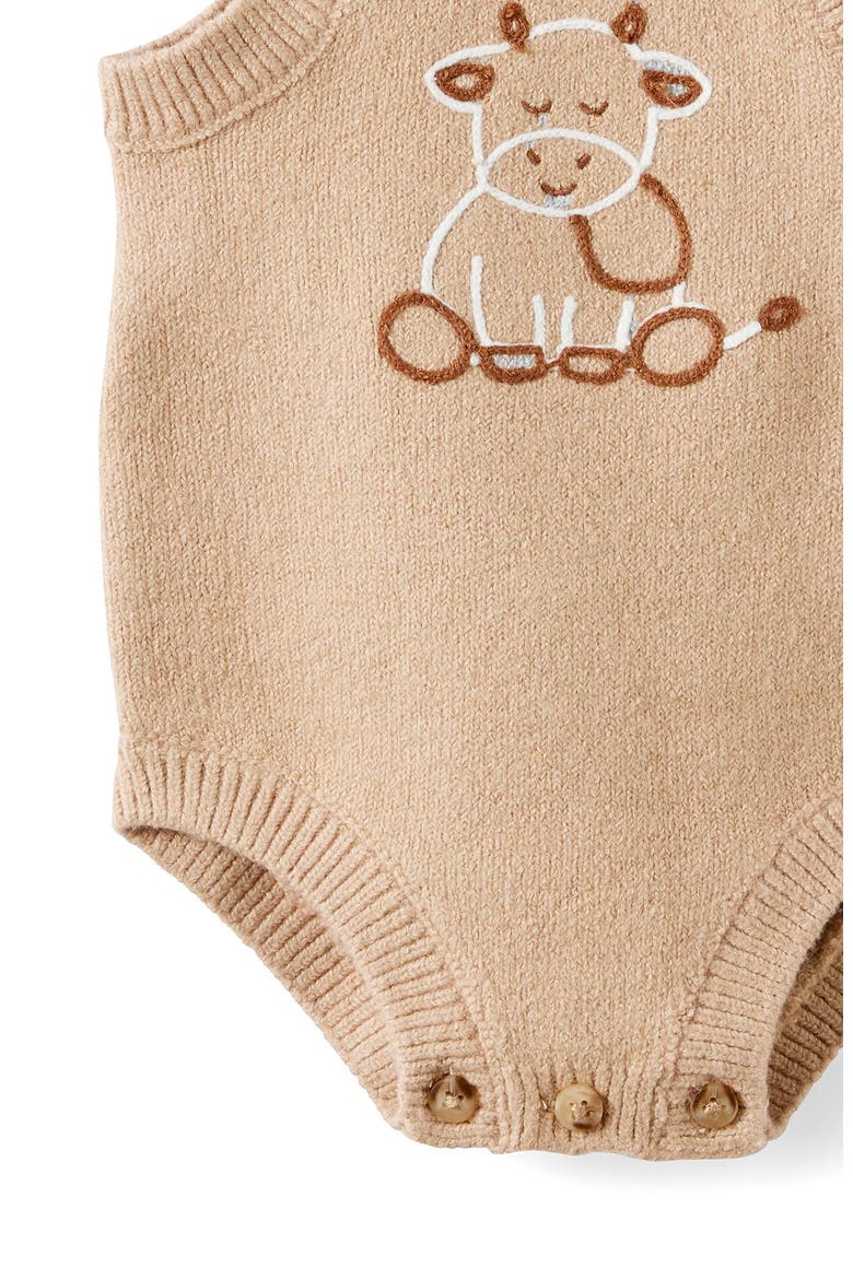 Organic Knit Bubbbysuit, Alternate, color, Latte Cream Cow