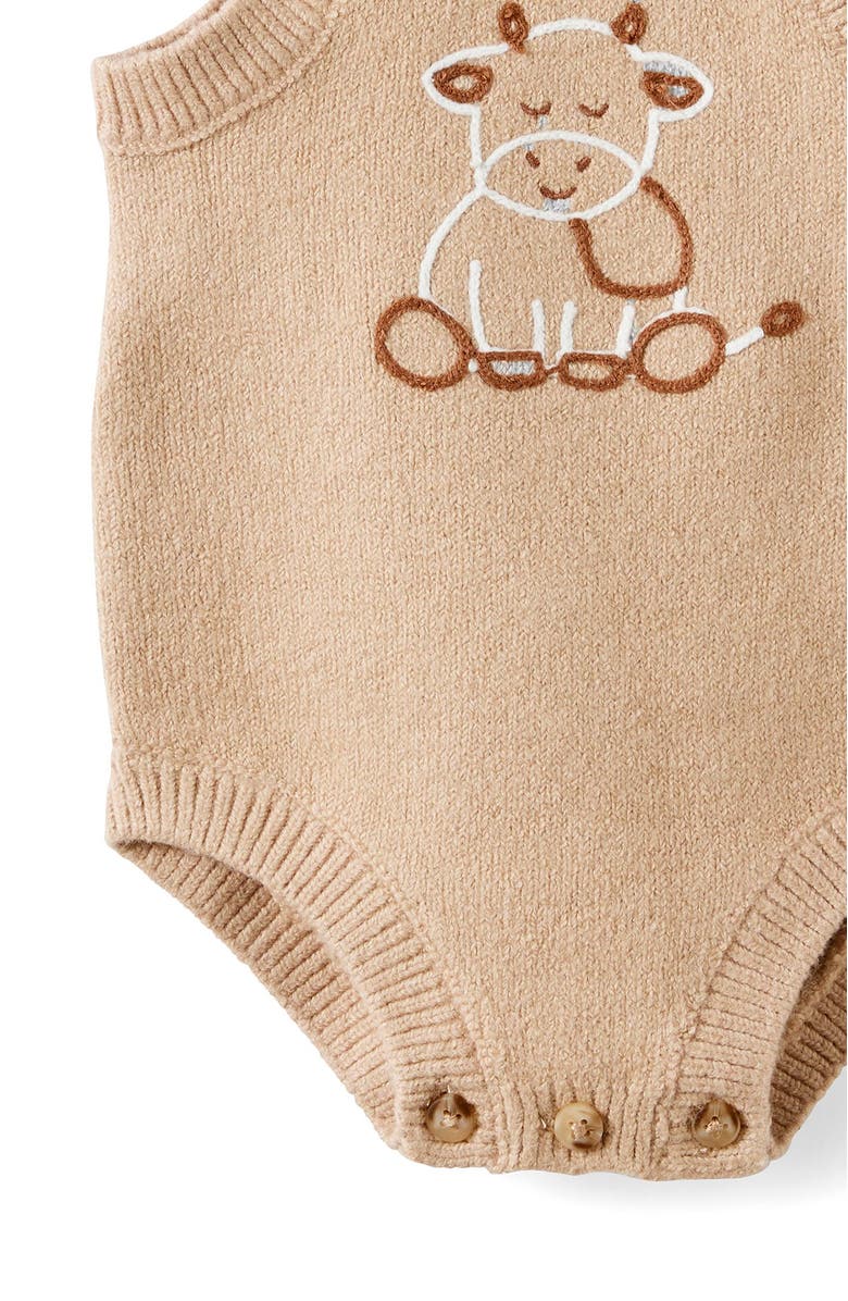 Cotton On Kids Organic Knit Bubbysuit, Alternate, color, Latte Cream Cow
