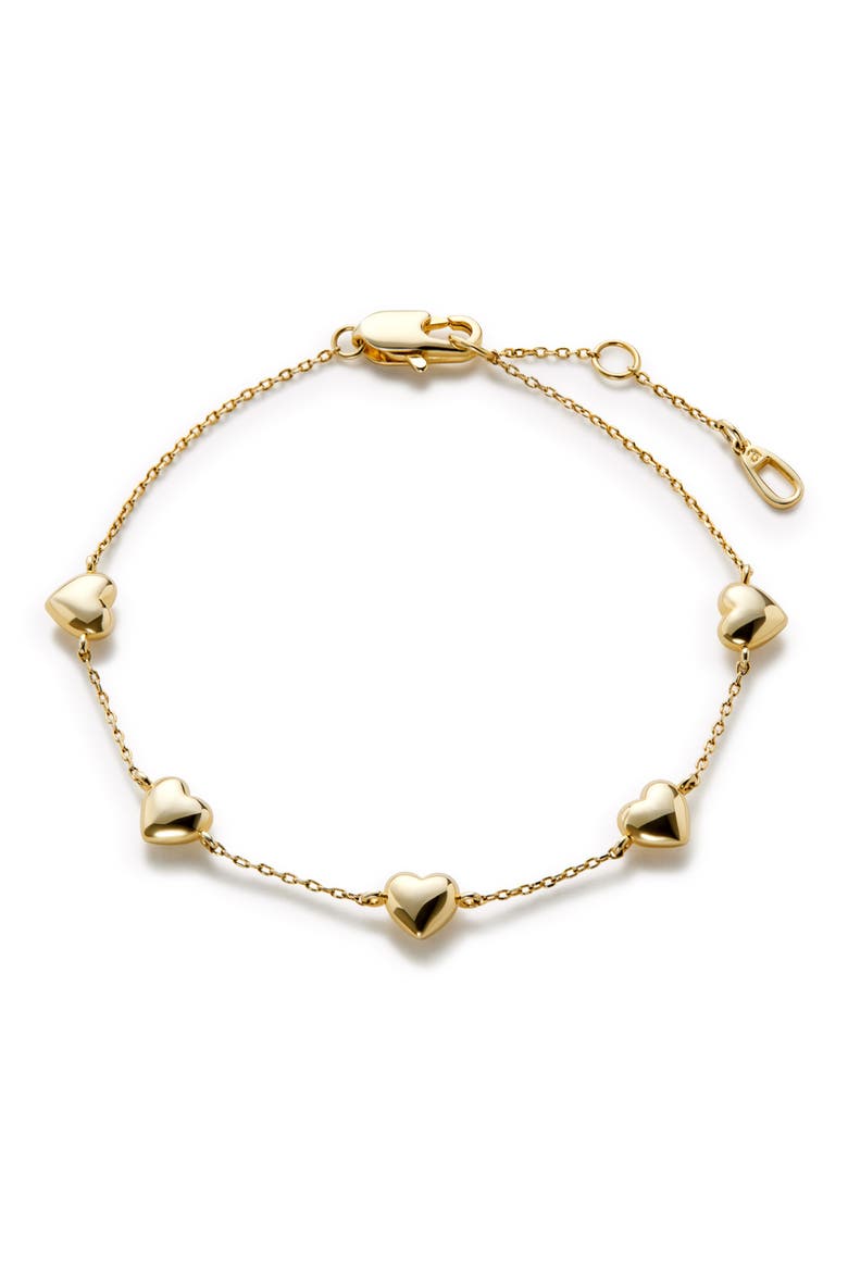 Lani Puffy Heart Station Bracelet, Main, color, GOLD