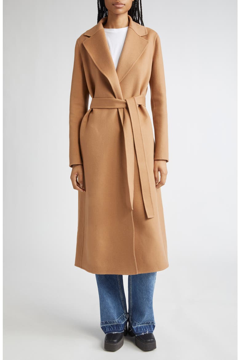 Belted Double Face Wool Wrap Coat, Alternate, color, NEW CAMEL