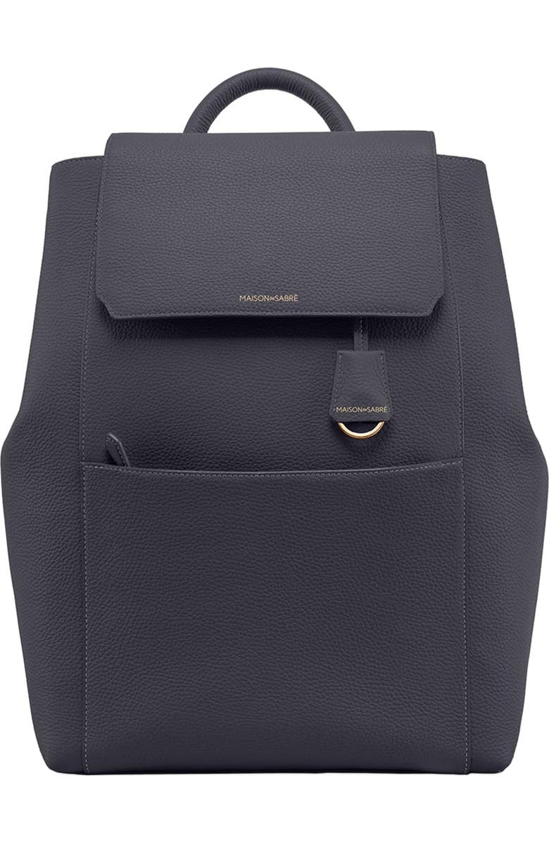 MAISON de SABRÉ Large Leather Soft Backpack, Main, color, Graphite Grey