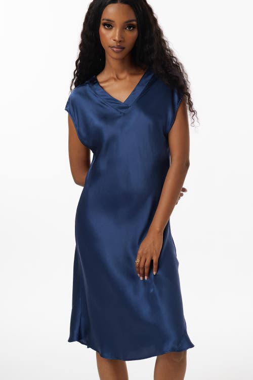 Silksilky Pure Silk Elegant Short Sleeves Nightgown In Black