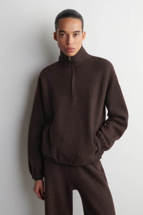 Boiled Merino Wool Zip-up Jumper