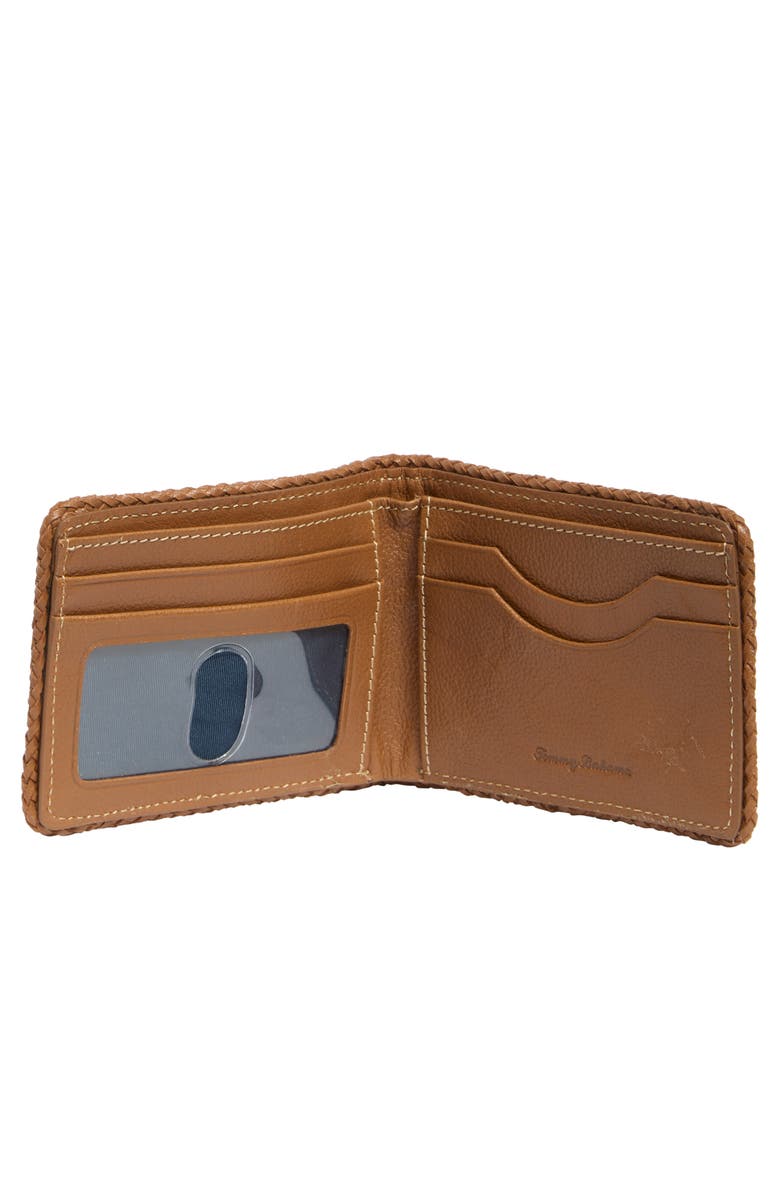 Tommy Bahama Braided Edge Leather Slimfold Wallet, Alternate, color, Tan