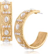 JARDIN Faux Pearl Hoop Earrings
