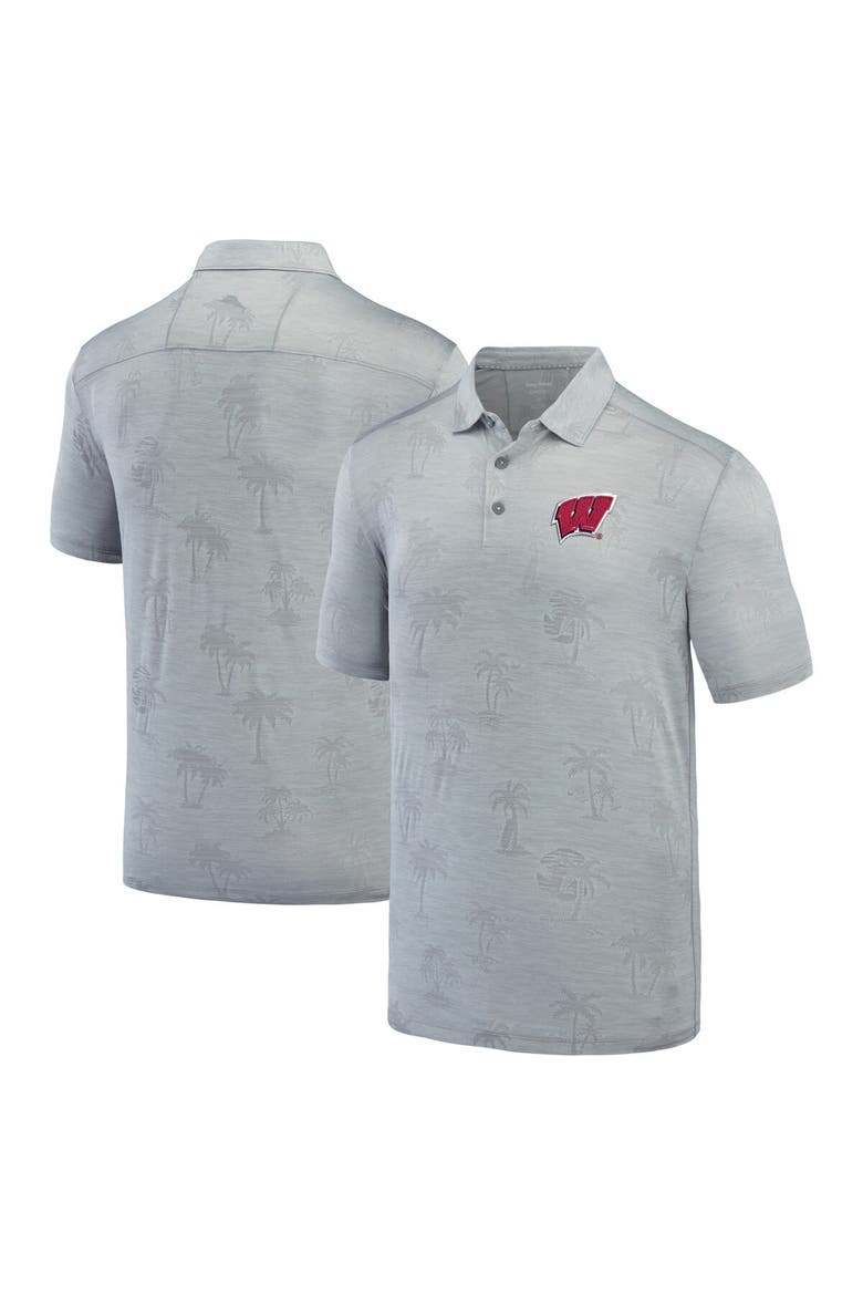 Men's Tommy Bahama Gray Wisconsin Badgers Sport Palm Coast Palmera IslandZone Polo, Main, color, Gray