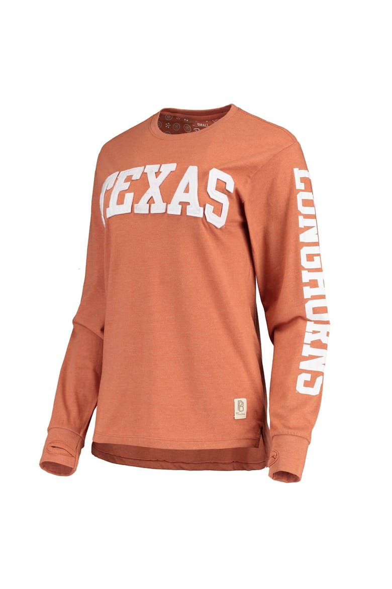 Women's Pressbox Heathered Texas Orange Texas Longhorns Two-Hit Canyon Long Sleeve T-Shirt, Alternate, color, Burnt Orange