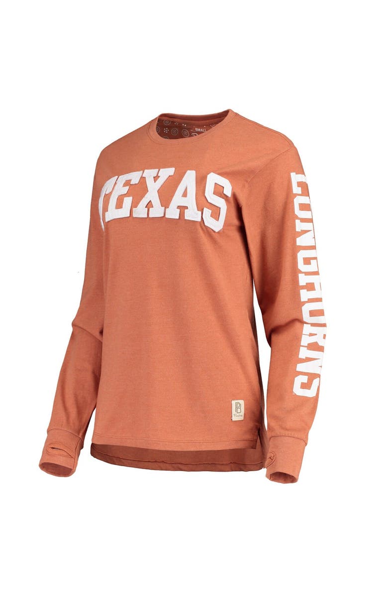 PRESSBOX Women's Pressbox Heathered Texas Orange Texas Longhorns Two-Hit Canyon Long Sleeve T-Shirt, Alternate, color, Burnt Orange