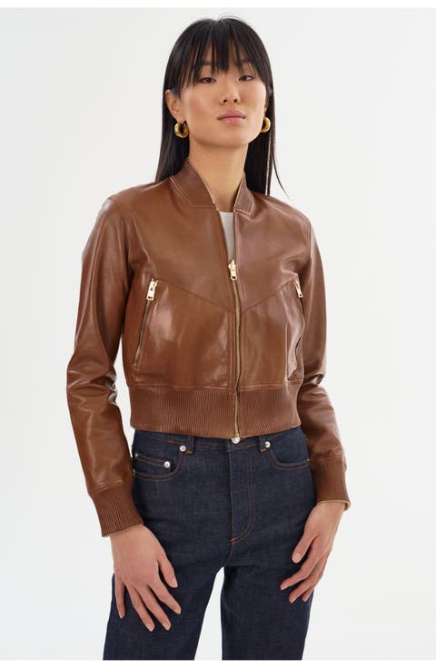 Kordella | Reversible Leather Bomber Jacket