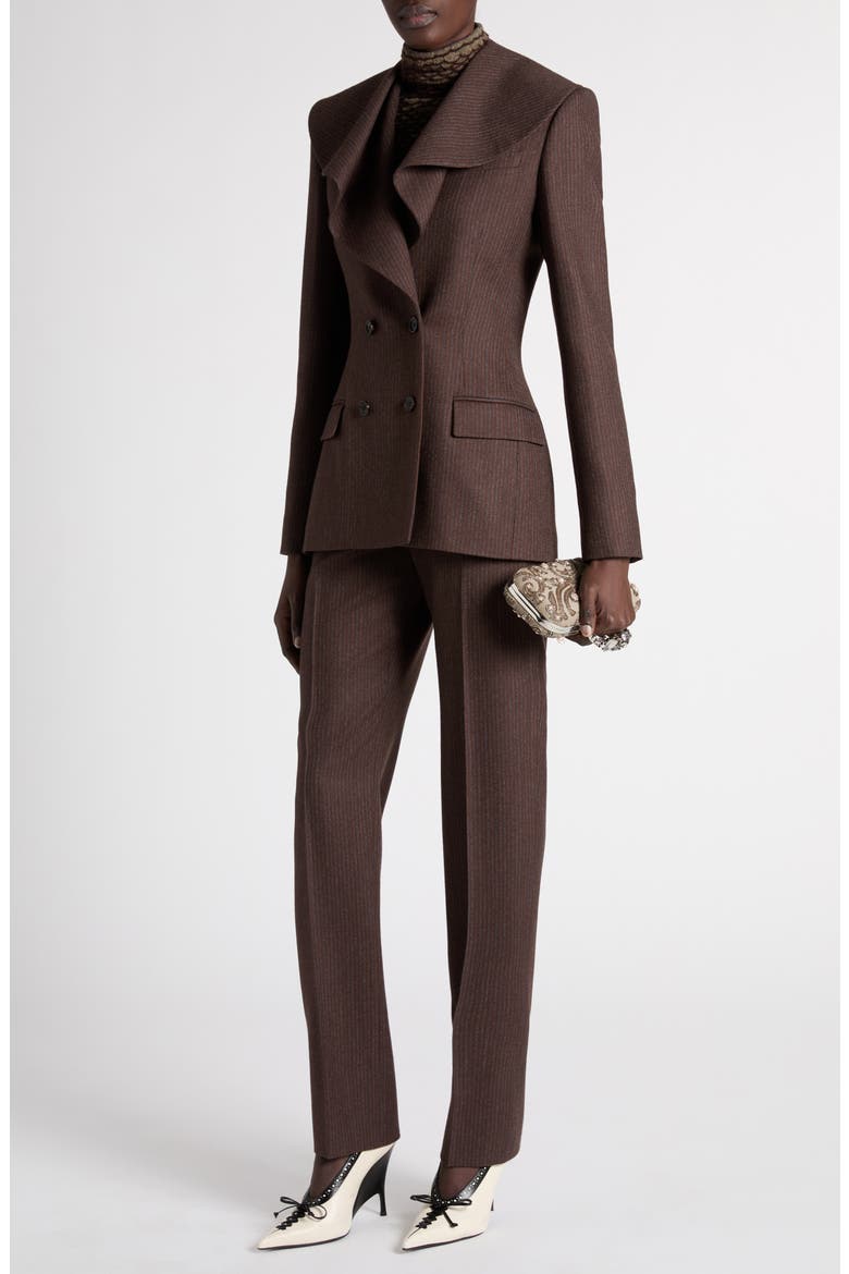 Striped Wool Cigarette Trousers, Alternate, color, CEDAR